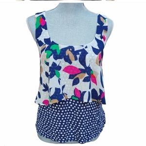 Anthropologie Meadow Rue Floral and Polka Dot Patterned Tank Size small, EUC